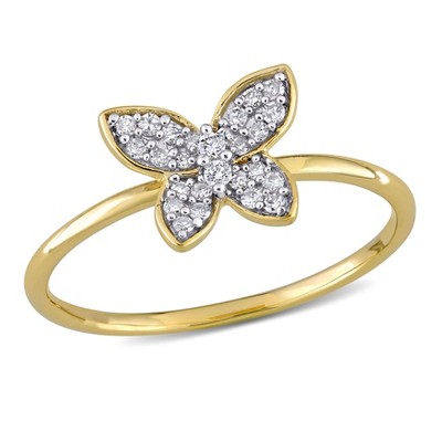EVERLY JEWELRY | 10K Yellow Gold 1/8 CT TW Diamond Butterfly Ring
