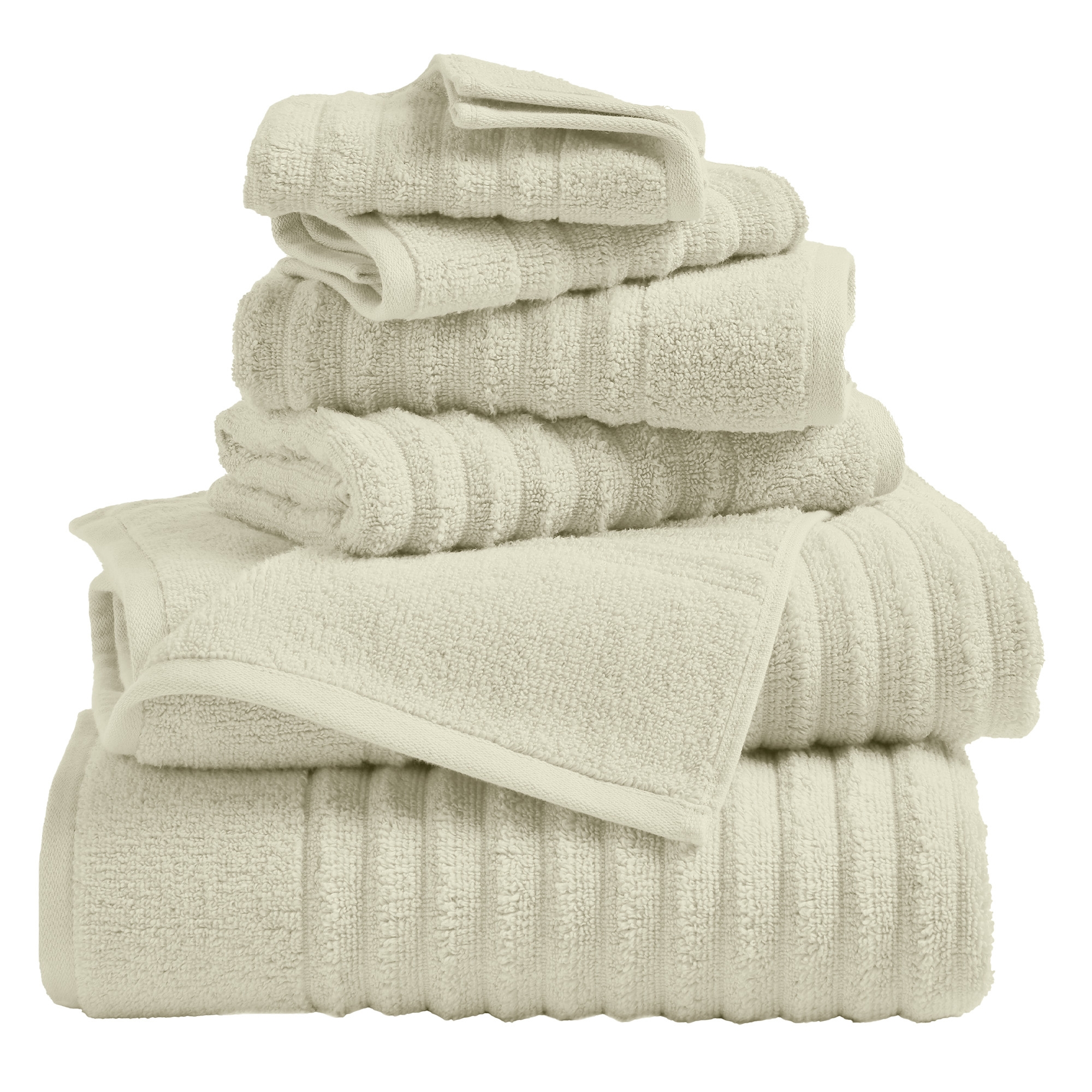 Luxury Cotton Ribbed Texture Towel Set - Great Bay Home (6 Piece Set, Sage Green)