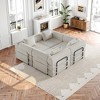 4-Seater Chenille Fabric Convertible Folding Sofa Bed with Side Storage Pockets, Cushions Included, Space-Saving for Living Room, Bedroom, and Study - 3 of 4