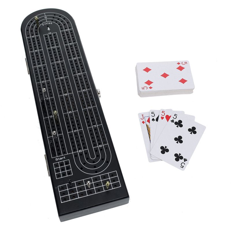 Pacific Shore Games Wooden Cribbage Board Game Set, Continuous 3 Track, 3 of 10