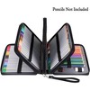 Fmeida 200 Slots Colored Pencil Organizer - Deluxe PU Leather Pencil Case Holder with Removal Handle Strap Pencil Box Large Black - 2 of 4