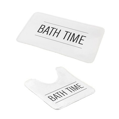 Evideco French Home Goods Non-Slip Microfiber Bathmat with 'Bath Time' Design