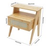 YIYIBYUS Modern Bamboo Nightstand End Table with Drawer and Solid Wood Feet, Bedside Table Sofa Side Table - 3 of 4