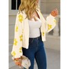 Womens Cardigan Floret Sweater Knit Sweater Cardigan Long Sleeve Warm Knitwear Cropped Cardigan with Lantern Sleeve - 4 of 4