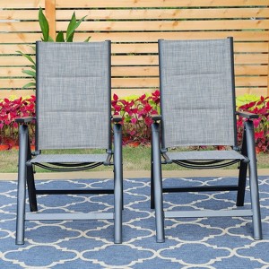 2pk Outdoor Padded Textilene Dining Chairs: Rust-Resistant Aluminum Frame - Captiva Designs - 1 of 4