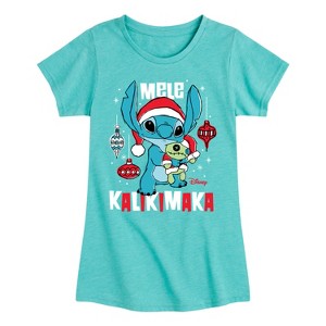 Girls' - Lilo and Stitch - Mele Kalikimaka Christmas Fitted Short Sleeve Graphic T-Shirt - 1 of 4