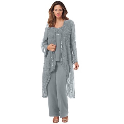 Roaman's Women's Plus Size Petite Beaded Pant Set