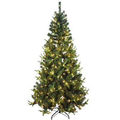 Kurt Adler 7' Pre-Lit Sierra Green Tree PVC and PE Christmas Tree