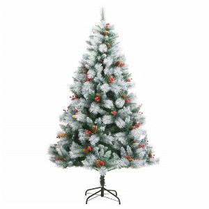vidaXL Artificial Hinged Christmas Tree Green and white PVC and Metal - 1 of 4