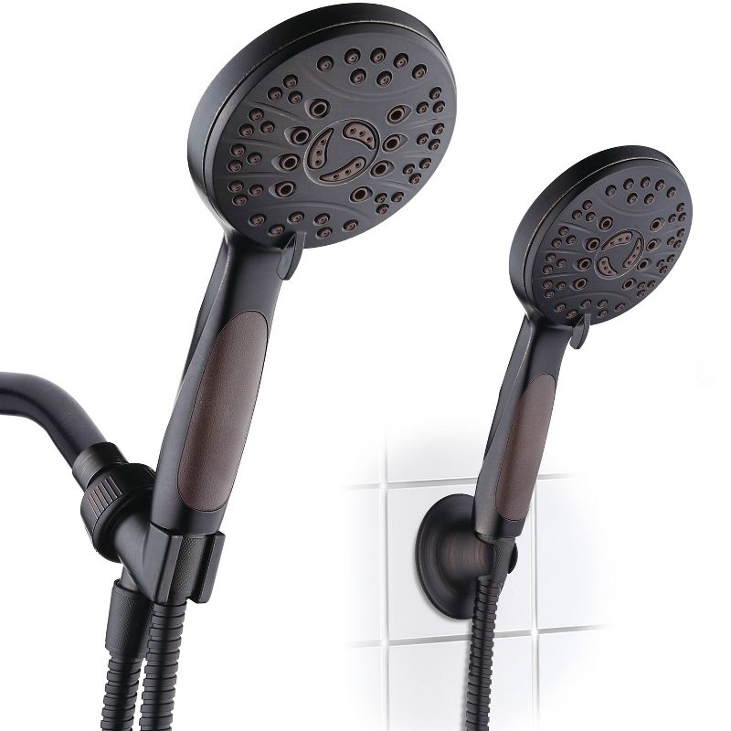 High Pressure 6 Setting Luxury Handheld Shower Head with Extra Wall Bracket Oil Rubbed Bronze - Aquabar, 1 of 12