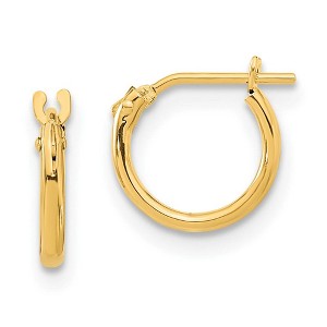 Black Bow Jewelry 9mm Children's Hinged Post Hoop Earrings in 14k Yellow Gold - 1 of 4