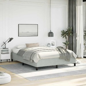 Bed Frame Light Grey Velvet (100% polyester), plywood Full - 1 of 4