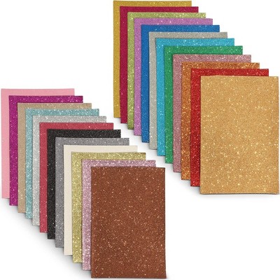 Bright Creations Glitter Fabric Sheets, Faux Leather (24 Count) 6 x 9 Inch, 24 Colors