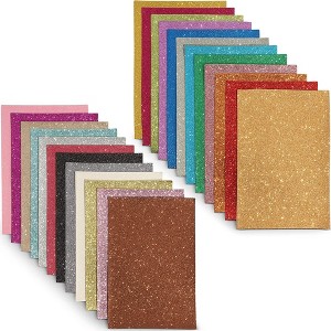 Bright Creations Glitter Fabric Sheets, Faux Leather (24 Count) 6 x 9 Inch, 24 Colors - 1 of 4
