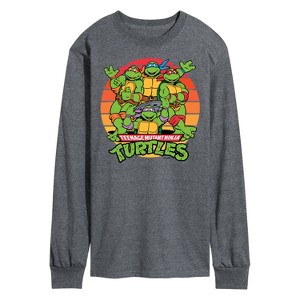 Men's - Teenage Mutant Ninja Turtles - Retro Sunset Circle Long Sleeve Graphic T-Shirt - 1 of 4