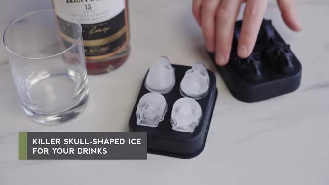 Foster & Rye Skull Ice Mold, Silicone Ice Tray, Black, Novelty Ice Mold, Food-Safe Silicone, Dishwasher Safe, 2 of 8, play video