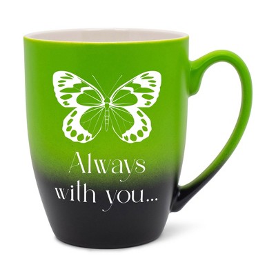 Elanze Designs Always With You Two Toned Ombre Matte Green and Black 12 ounce Ceramic Stoneware Coffee Cup Mug