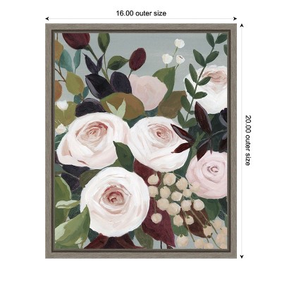 Bohemian Blooms Pink and Green Canvas Wall Art 16x20