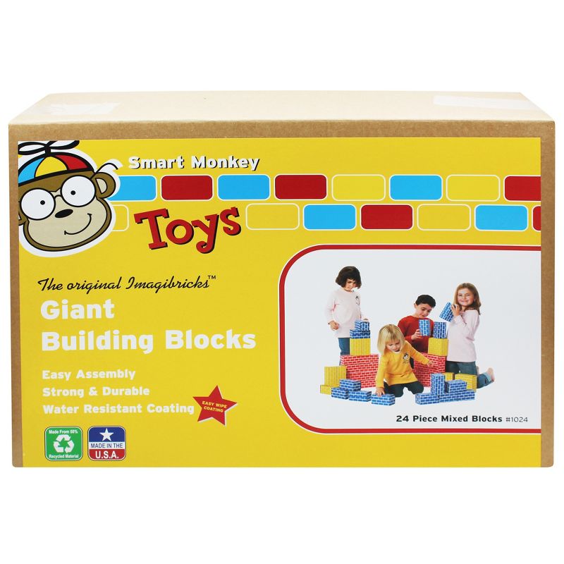 Smart Monkey Toys ImagiBRICKS Giant Building Block Set, 24 Pieces, 1 of 4