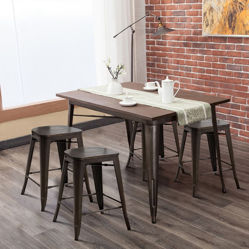 Costway Set of 4 Tolix Style Metal Dining Chairs w/ Wood Seat Kitchen, 4 of 11