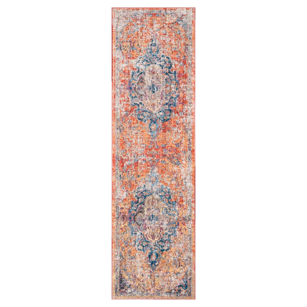 2'3inx8' Runner Blue/orange Medallion Loomed - Safavieh