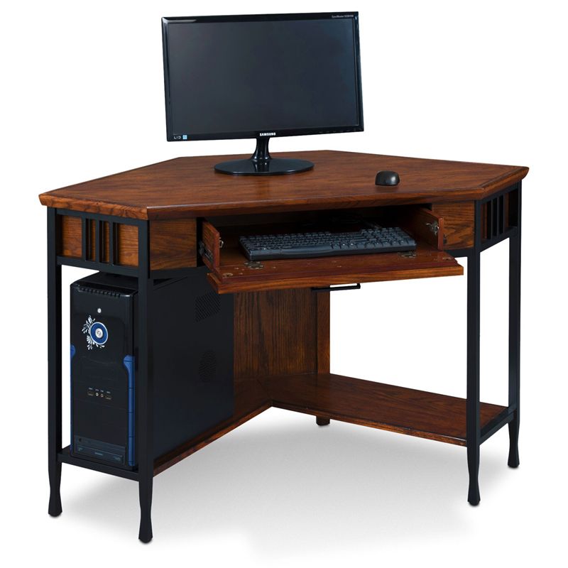 Leick Ironcraft Corner Computer Desk in Mission Oak, 5 of 7