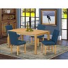 HomeStock 5-Piece Rectangle Natural Oak Finish Solid Wood Top Dining Table with 4 Parson Chair - 2 of 4