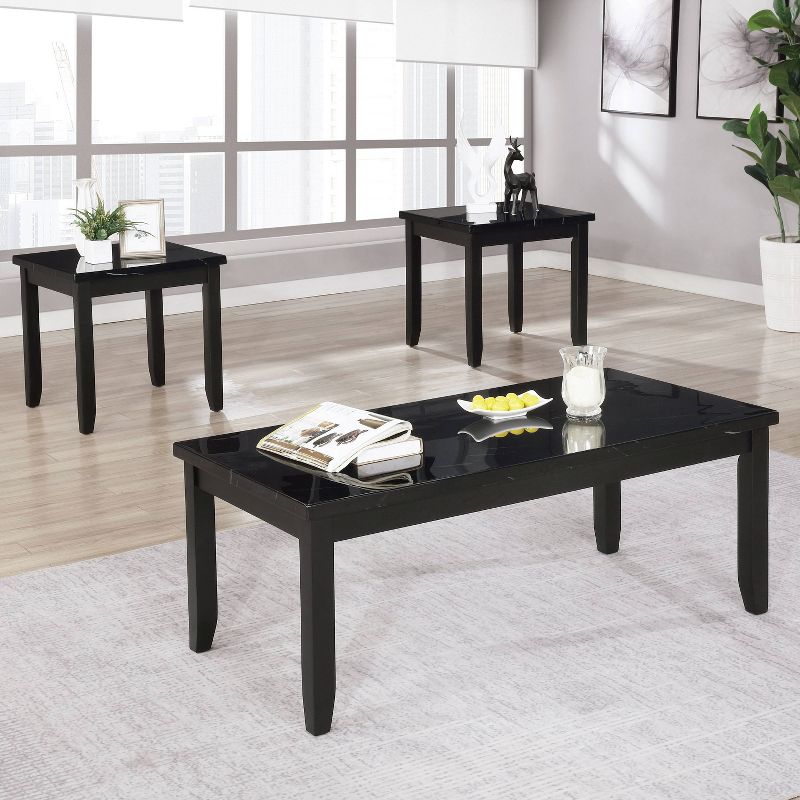 3pc Bagby Coffee and 2 Side Table Set with Faux Marble Top - HOMES: Inside + Out, 2 of 5
