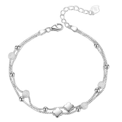 Silver Copper Clover - Themed Modern Couple's Bracelet