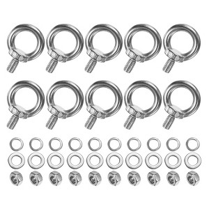 Unique Bargains Stainless Steel Durable Rust-Resistant Eyebolts with Nuts Washers Male Screw for Fastening 10 Pcs - 1 of 4
