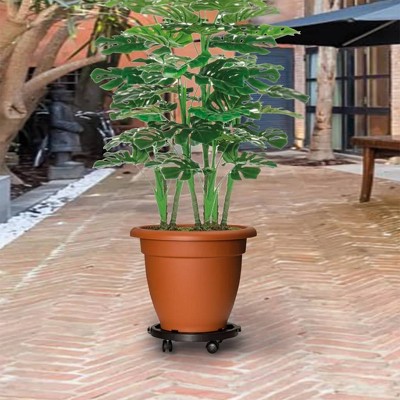 VidaXL Plant Trolley with Wheels Diameter 11.8 in. Black 374.8 lb