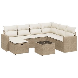 vidaXL Garden Sofa Set Beige Poly Rattan Large Modular Garden Sofa Set - 1 of 4