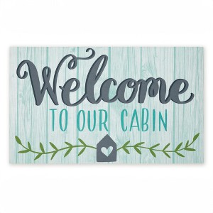 Stupell Industries Cabin Welcome Whimsical Script Printed Outdoor Door Mat, design by Amanda McGee, 18"x30" - 1 of 4