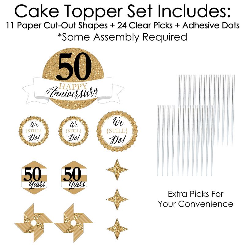 Big Dot of Happiness We Still Do - 50th Wedding Anniversary - Anniversary Party Cake Decorating Kit - Happy Anniversary Cake Topper Set - 11 Pieces, 3 of 7