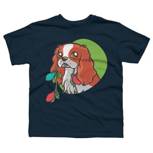 Boy's Design By Humans Super Cute Dog Paws Print Christmas Tree T-Shirt By rasok T-Shirt - 1 of 3