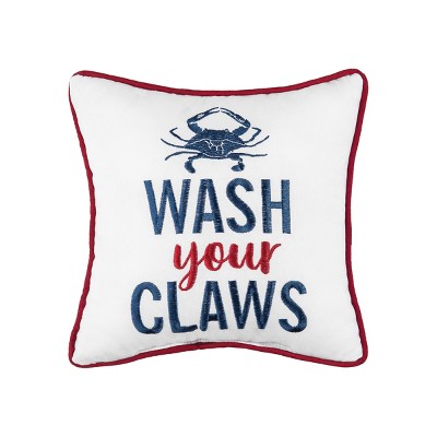 C&F Home 10" x 10" Wash Your Claws Embroidered Throw Pillow