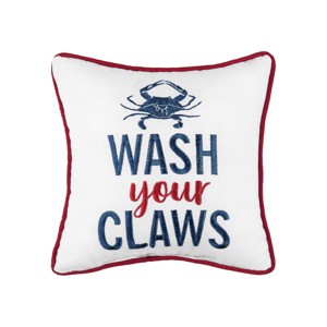 C&F Home 10" x 10" Wash Your Claws Embroidered Small Petite Throw Pillow - 1 of 3