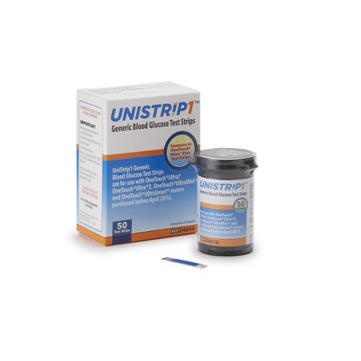 Unistrip Glucose Test Strips 50 Strips per Box