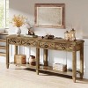 Hommoo 4-Drawer Farmhouse Console Table with Bottom Storage Brown - 3 of 4