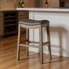 HomeRoots 31" Stone and Oak Faux Leather and Solid Wood Backless Bar Height Bar Chair - 2 of 4