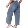 Agnes Orinda Women's Plus Size Two Piece Outfits Button-Up Jean Denim Vests and Wide Leg Stretch Denim Jeans Set - 4 of 4