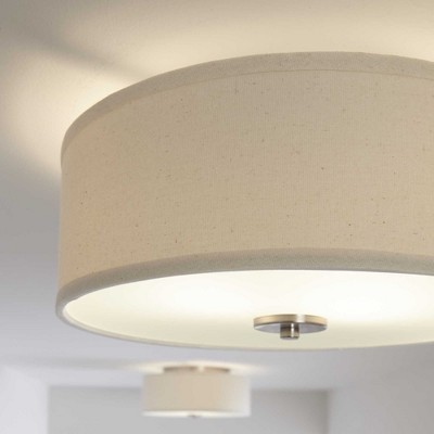 Elegant Bronze 16" Drum Flush Mount with Etched Glass Diffuser