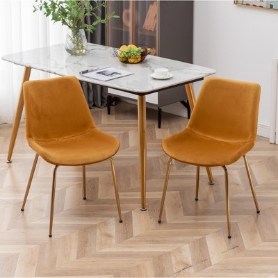 Roundhill Furniture Aufurr Modern Velvet Dining Chair, Gold, Set of 2