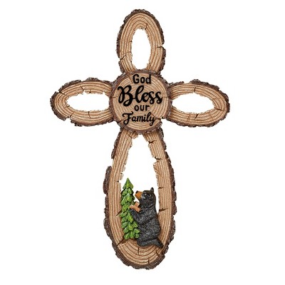 Collections Etc "God Bless our Family" Black Bear Religious Cabin Wall Cross