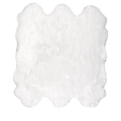 5'3"x7'6" Rectangle Loomed Solid Acrylic Area Rug White - nuLOOM