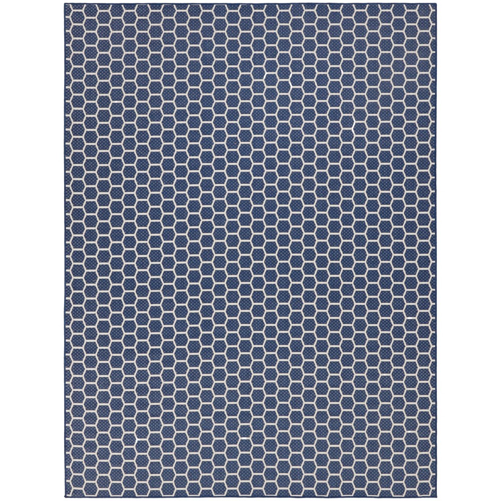 Photos - Doormat Nourison 9'x12' Reversible Basics Woven Indoor/Outdoor Area Rug Navy Blue 