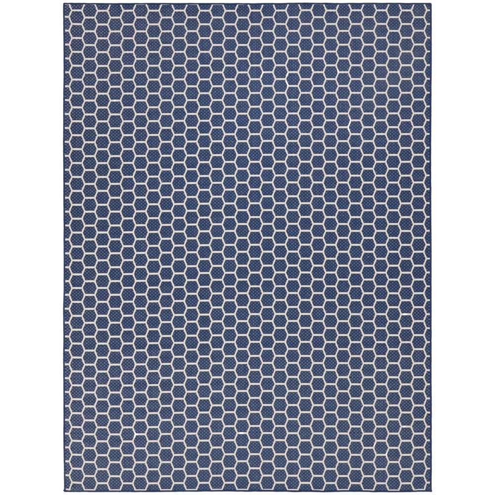 Photos - Area Rug Nourison 9'x12' Reversible Basics Woven Indoor/Outdoor  Navy Blue 