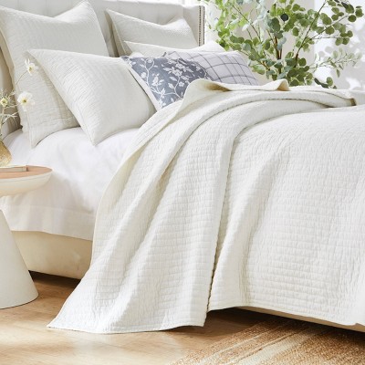 Antique White Full Cotton Quilt Set with Shams