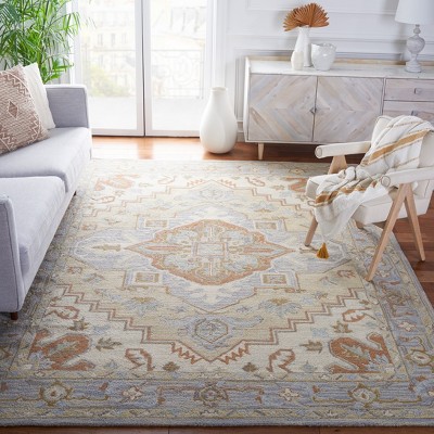 Elegant Gray 54" Hand-Tufted Wool Area Rug with Non-Slip Backing
