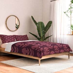 Deny Designs Schatzi Brown Aurelia Floral Burgundy King Comforter and Sham Set (2-3pc Set) - 1 of 4